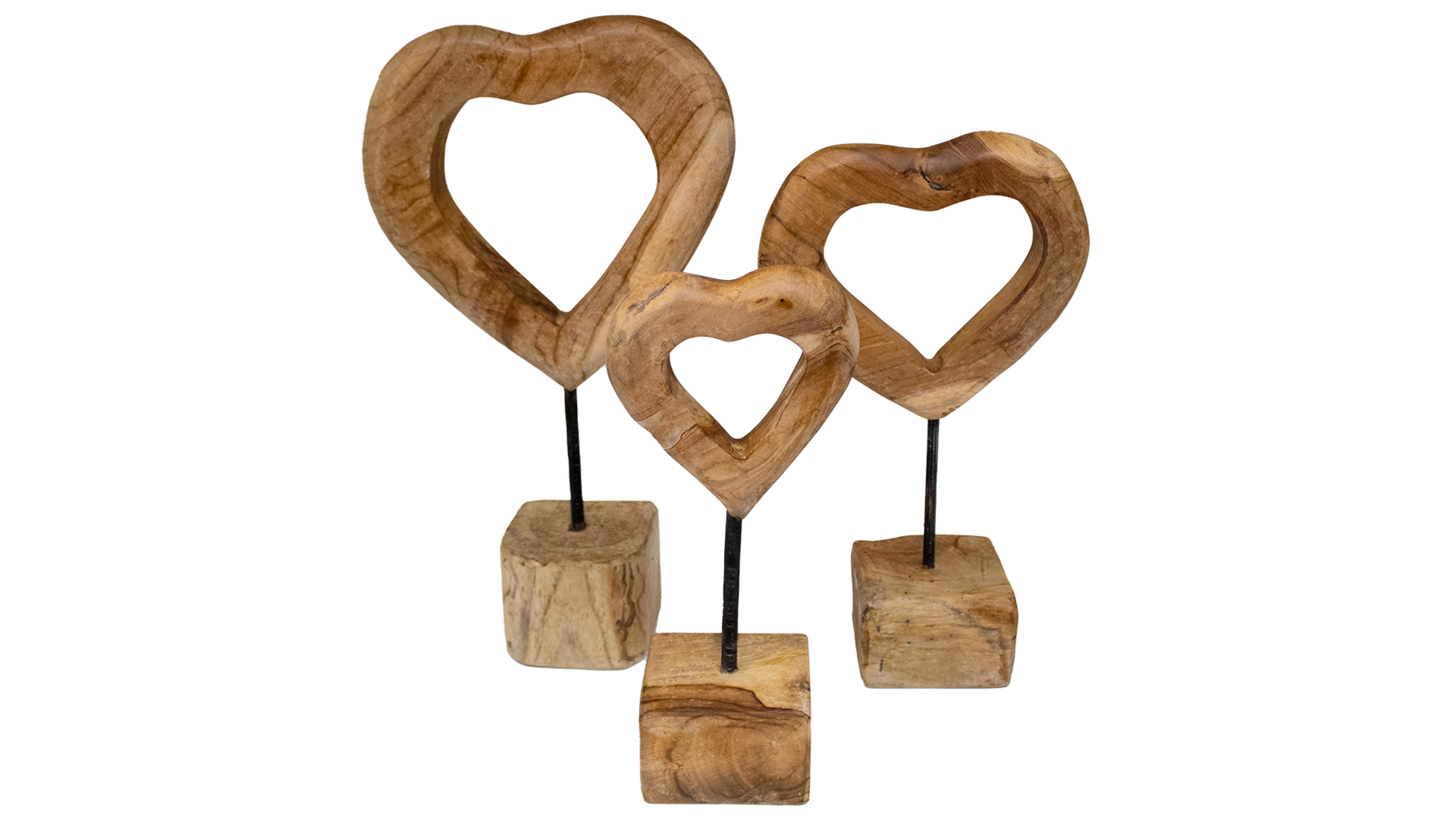 Herz aus Teak VE 4 x 3er Set = 4 Sets Herz aus Teak VE 4 x 3er Set = 4 Sets